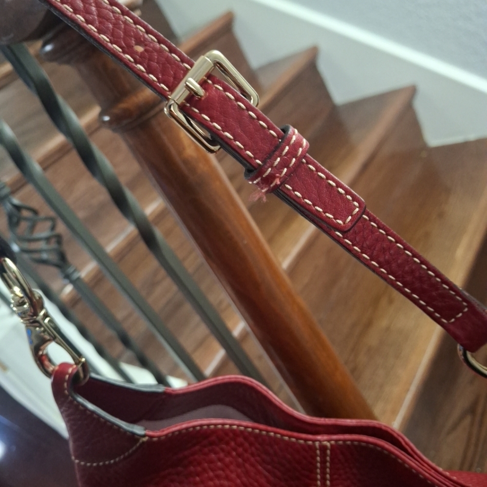 Dooney & Bourke Deep Red Pebbled Leather Shoulder Bag - Picture 3 of 14